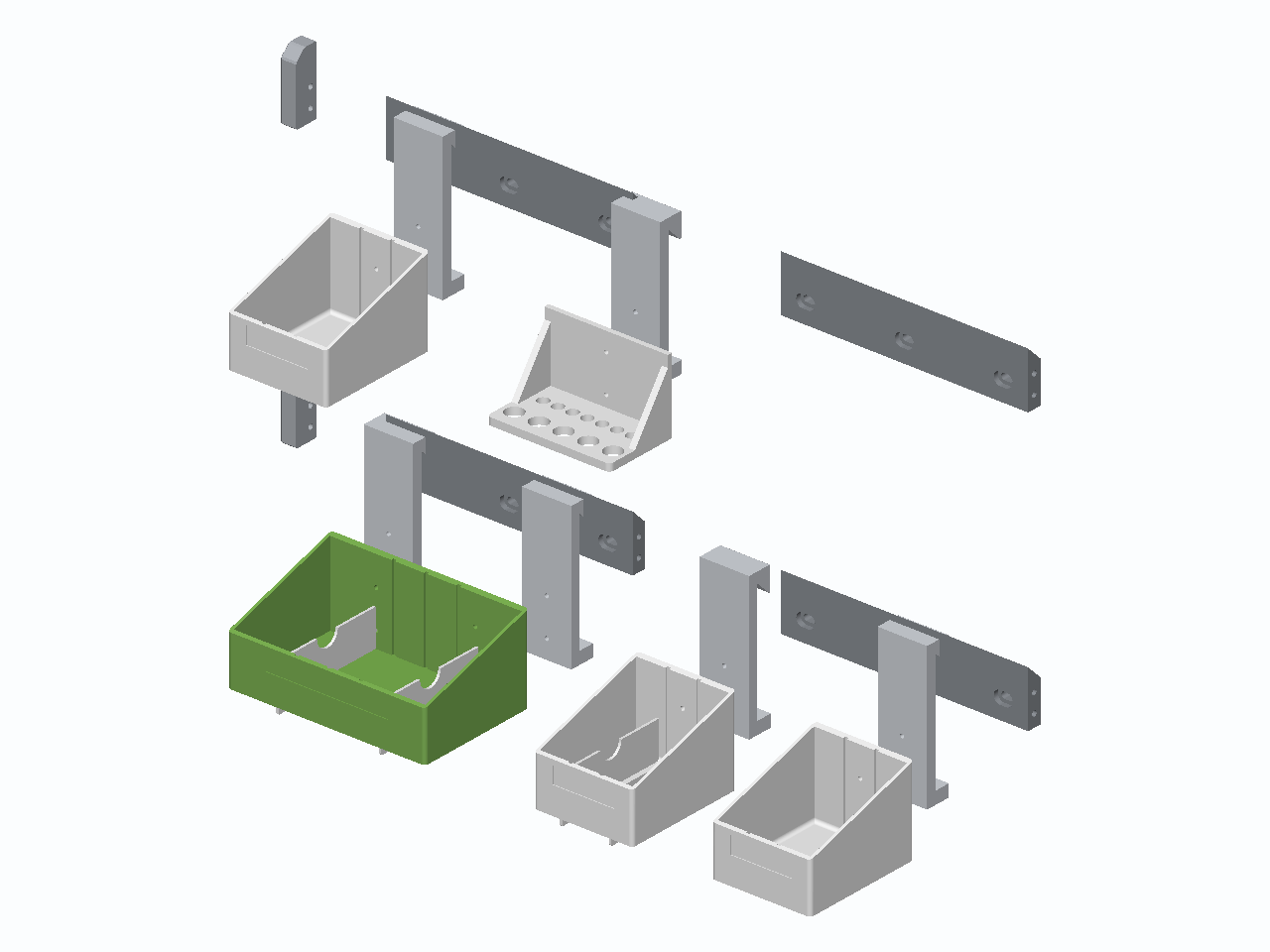 Printed French Cleat Bin Wall, fully assembled