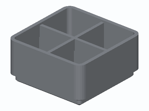 Gridfinity 1x1 Four-Cell Half-Grid Bin