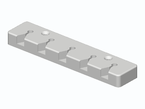 Five-Keyhole Washcloth Pinch Drying Bar — 3D model preview
