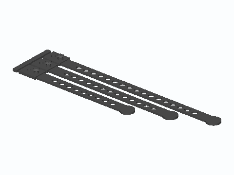 Releasable Peg-Lock Bench Cable Tie Trio — 3D model preview