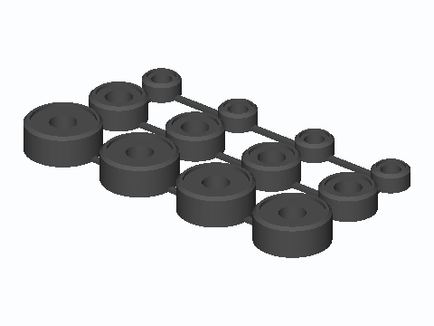 Test Gear Three-Size Replacement Foot Sprue — 3D model preview